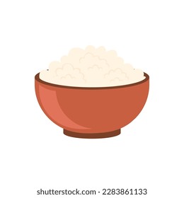 Cup of cottage cheese vector illustration. Cartoon isolated cream milk product in cup, round clay or glass bowl with fresh sour curd or feta cheese, natural gourmet food with calcium for breakfast