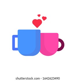 Cup couple flat icon valentines day