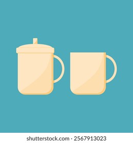 cup with cream color. drinking glass. coffee cup, tea. vector illustration. ceramic cup