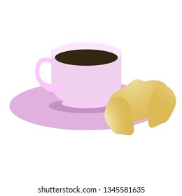 cup croissant flat illustration on white
