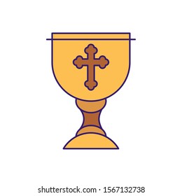 Cup with cross design, religion christianity god faith spirituality belief pray and hope theme Vector illustration