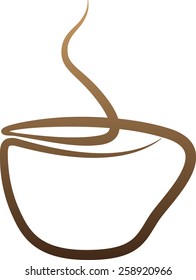 Cup with curved steam. Vector illustration 