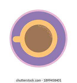 cup of dark coffee on a purple plate vector illustration design