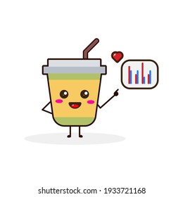 Cup with data cute character illustration
