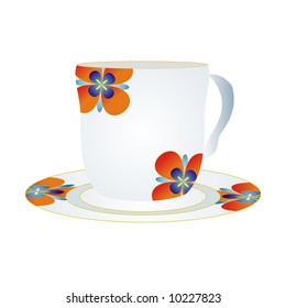 Cup decorated with gracious flowers