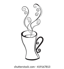 A cup with decorative elements. Coffee and tea design. Vector illustration.