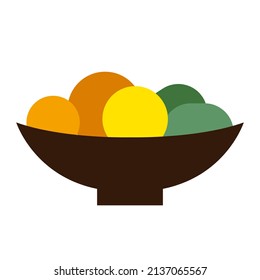 Cup with delicious fruit on a white background, flat style