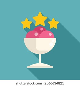 Cup of delicious ice cream is winning three golden stars award, showing its high quality and delicious taste