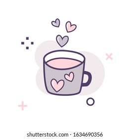 Cup design with heart icon for Valentine's Day celebration, Valentine icon and symbol