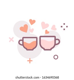 Cup design with heart icon for Valentine's Day celebration, Valentine icon and symbol