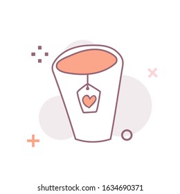 Cup design with heart icon for Valentine's Day celebration, Valentine icon and symbol