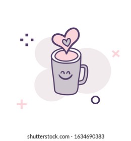 Cup design with heart icon for Valentine's Day celebration, Valentine icon and symbol