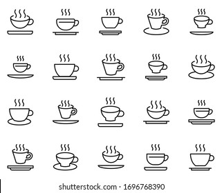 Cup design icons set. Thin line vector icons for mobile concepts and web apps. Premium quality icons in trendy flat style. Collection of high-quality black outline logo