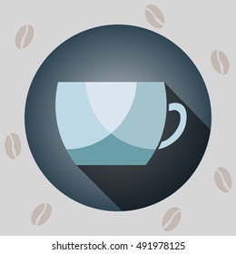 Cup with diamond's texture on circle background with shadow