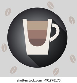 Cup with diamond's texture on circle background with shadow