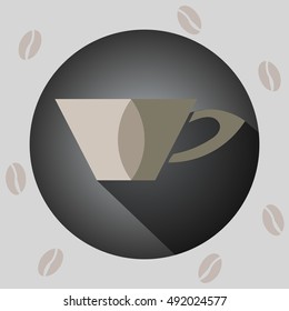 Cup with diamond's texture on circle background with shadow