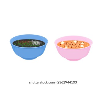 Cup of dipping sauce on a white background.