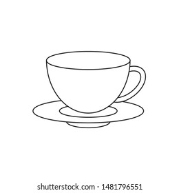 cup with dish ceramic isolated icon