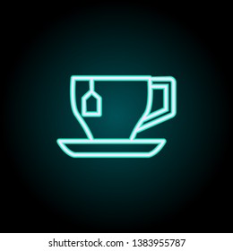 cup with disposable tea bag neon icon. Elements of fast food set. Simple icon for websites, web design, mobile app, info graphics