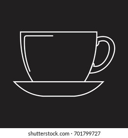 Cup in doodle style icons vector illustration for design and web isolated on black background Cup vector object for labels and logo