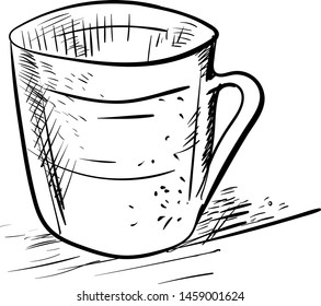 Cup drawing, illustration, vector on white background.