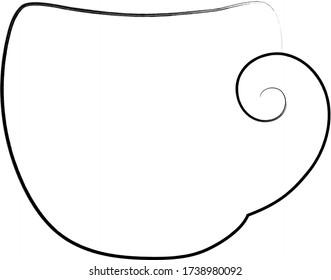 The cup is drawn in black outline, doodle style image. Beautiful design saver for a cafe, an icon for tea or coffee.