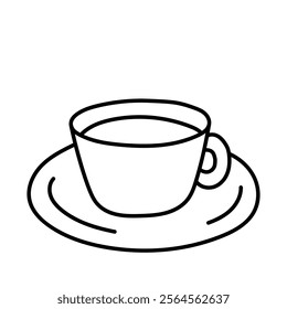 Cup with a drink. Black and white illustration, hand drawn coloring.