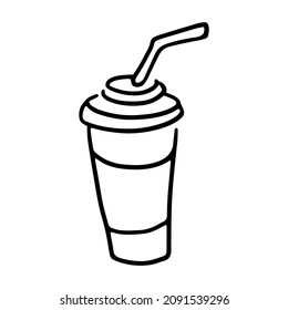 Eine Tasse Getränk im Doodle-Stil. Einziger Vektor.