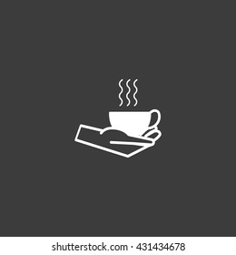 cup with a drink, hand, icon