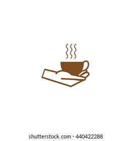 cup with a drink, hand, icon