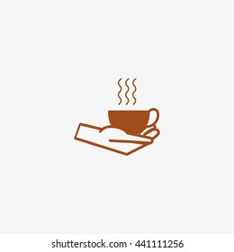 cup with a drink, hand, icon