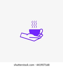cup with a drink, hand, icon
