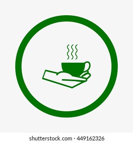 cup with a drink, hand, icon