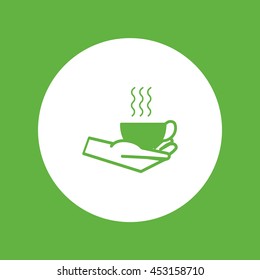 cup with a drink, hand, icon