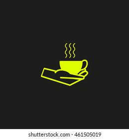 cup with a drink, hand, icon