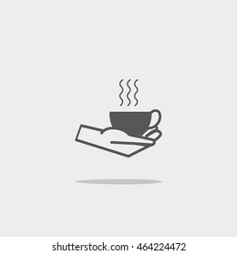 cup with a drink, hand, icon