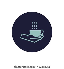 cup with a drink, hand, icon