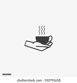cup with a drink, hand, icon