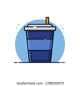 Cup Drink Icon Logo Illustration. Cup and Straw Symbol Vector Cartoon Design. Glass Plastic Beverage Container