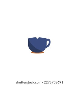 Cup with drink on white background. Main object. Comic bright color vector illustration. Funny Cute Cartoon Photos Collection For Kids, Design Drawing. Glass.