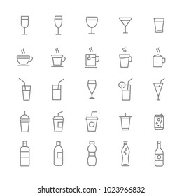 cup and drink outline icons set grey stroke on white background - Shutterstock ID 1023966832