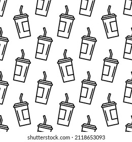 Cup drink pattern with hand drawn icons. Trendy vector black and white cup pattern. Seamless monochrome drink pattern for fabric, web backgrounds, wallpapers, wrapping paper, and cards.