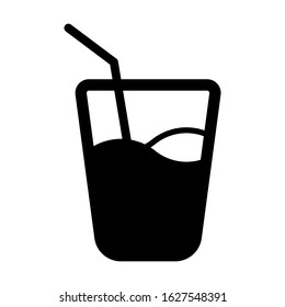 cup drink with straw icon vector
