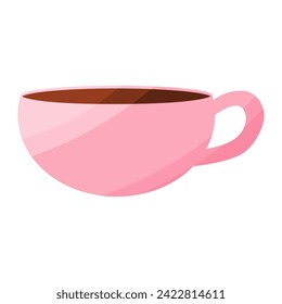 cup drink tea coffee pink element icon vector illustration