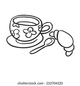 cup with a drink in a vector on a white background