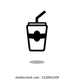 Cup with drinking straw icon. minimal line web icon. Drink vector illustration	