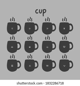 Emoticon de la copa. Juego de stickers de la copa.