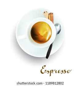 cup of espresso coffee cappuccino drops of milk vector 3d illustration
