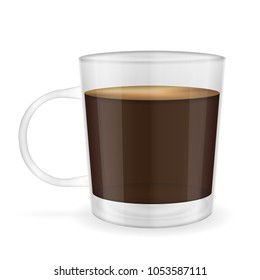 Cup of espresso coffee on a white background.