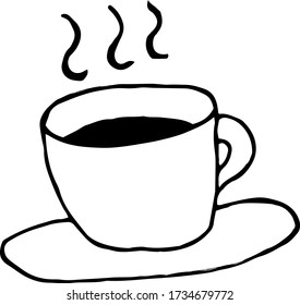 
Taza de espresso en forma de doodle sobre fondo blanco. Ilustración vectorial dibujada por mano